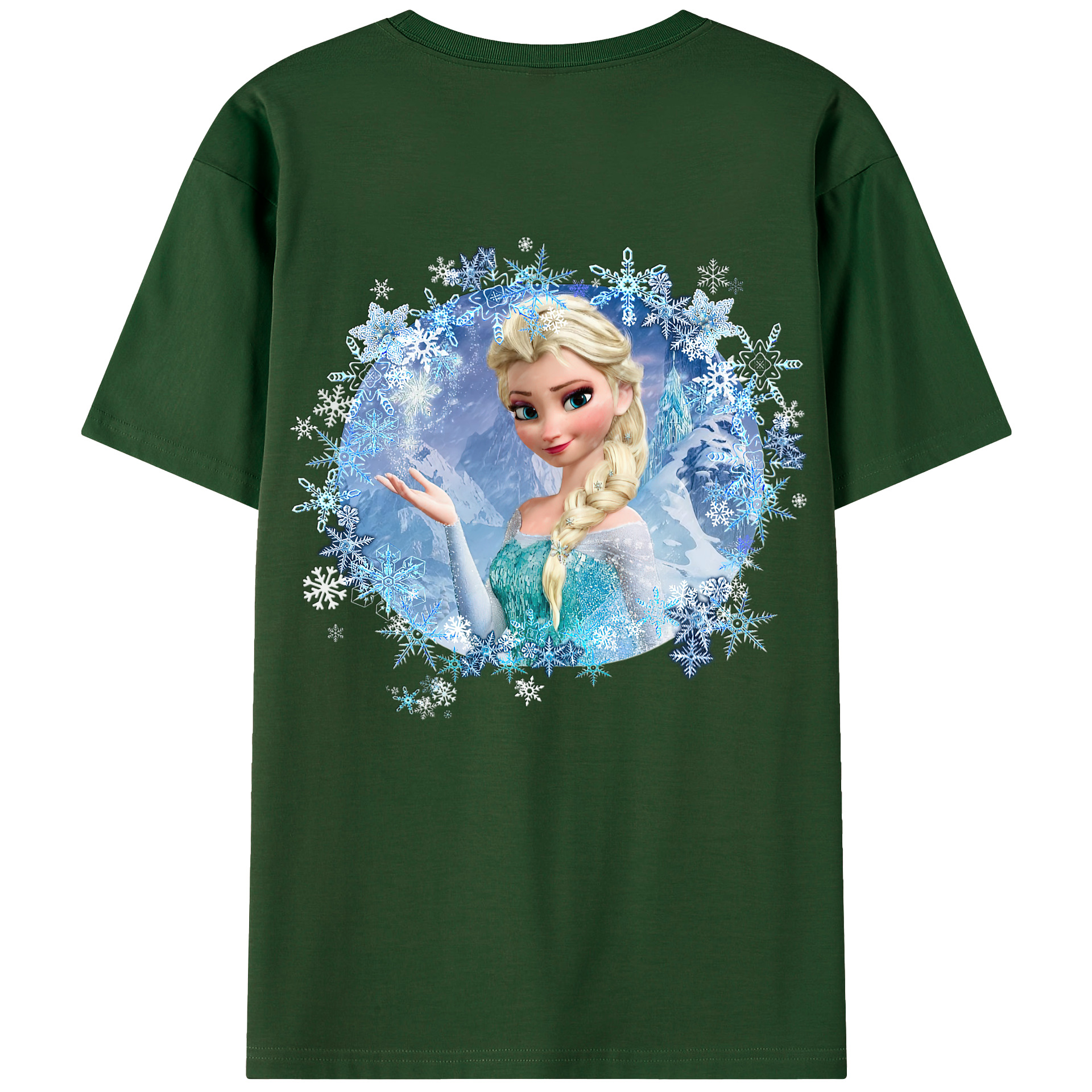 （画像用） アナと雪の女王 アンナ エルサ Frozen Anna Elsa 綿100％半袖Tシャツ（背面プリント）